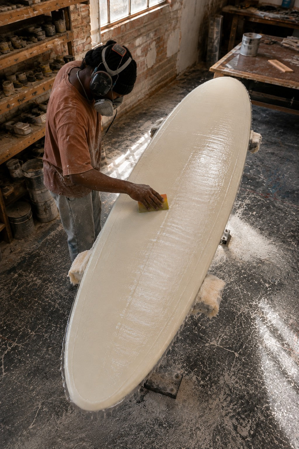 Finishing the board in the workshop